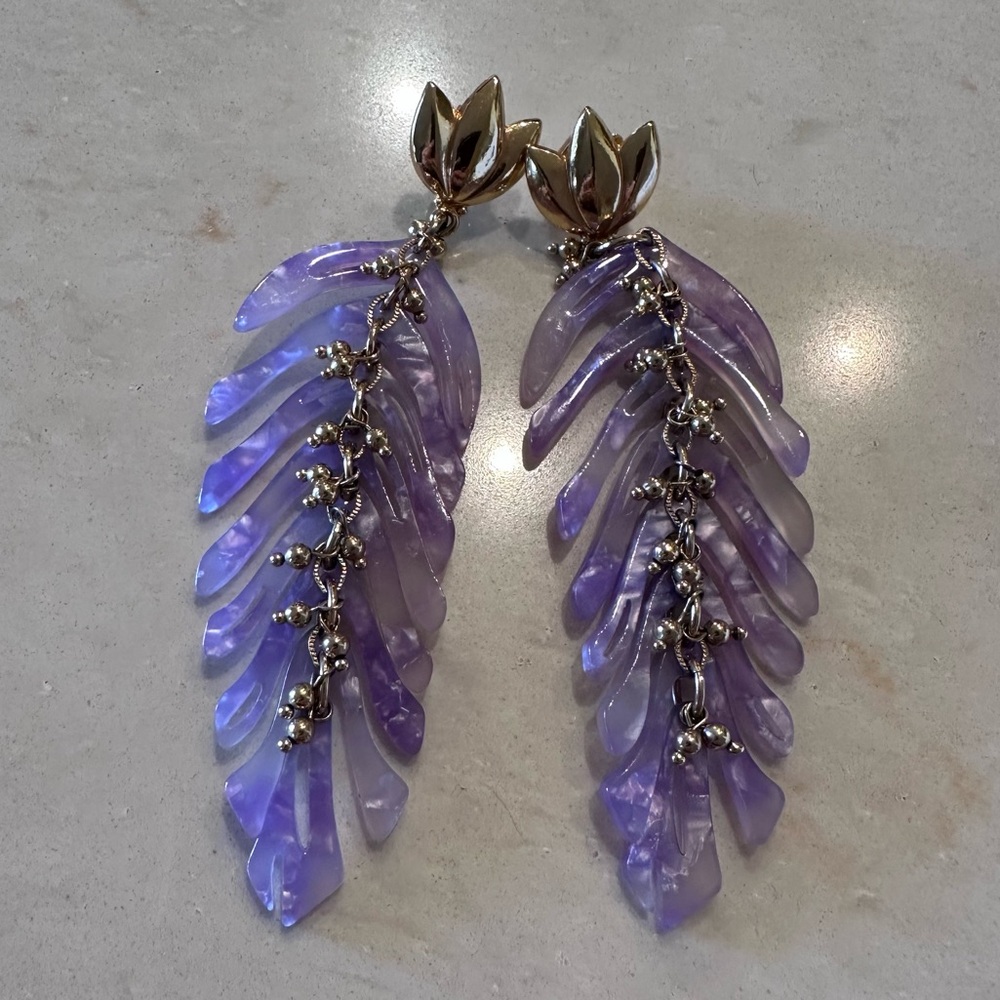 GAS BIJOUX Bo Cavallo Gold-Plated Lavender Drop Purple Earrings